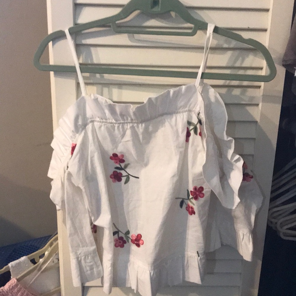 Cold shoulder embroidered blouse